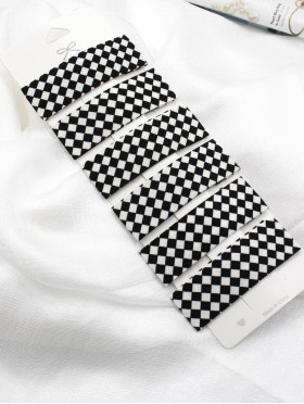 Checker Pattern Hair Clips (6 Pcs)